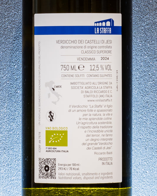La Staffa Verdicchio dei Castelli di Jesi Classico Superiore 2024 Marche Vino Bianco Italia Retro Etichetta