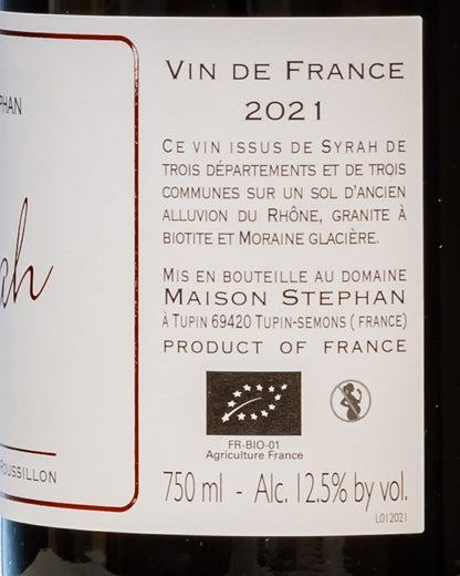 Maison Stephan Syrah Rodano Cote Rotie Francia Vino Rosso 2021 Retro Etichetta
