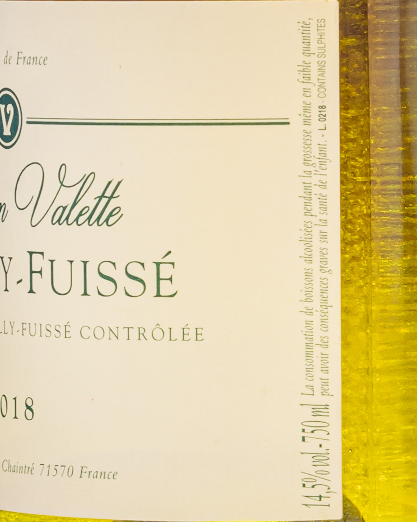 Maison Valette Pouilly Fuisse Macon Borgogna 2018 Chardonnay Vino Bianco Francia Retro Etichetta