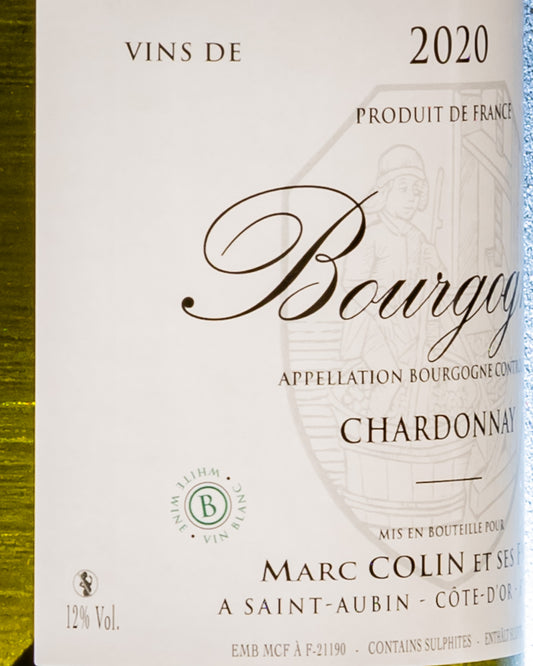 Marc Colin Bourgogne 2020 Chardonnay Vino Bianco Borgogna Francia Retro Etichetta