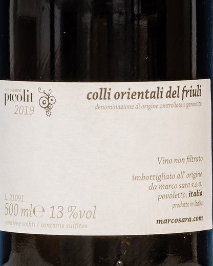 Marco Sara Colli Orientali 2019 Friuli Venezia Giulia Picolit Mufis Vino Dolce Fine Pasto Retro Etichetta