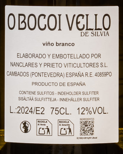 Nanclares Y Prieto Albarino Galicia O Bocoi Vello 2024 Vino Bianco Spagna Retro Etichetta
