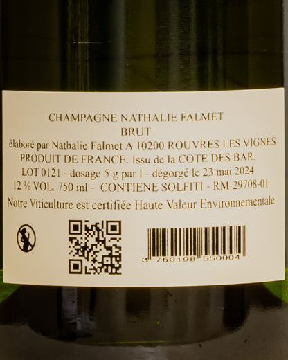 Nathalie Falmet Champagne Brut Pinot Noir Nero Aube Vino Francia Retro Etichetta