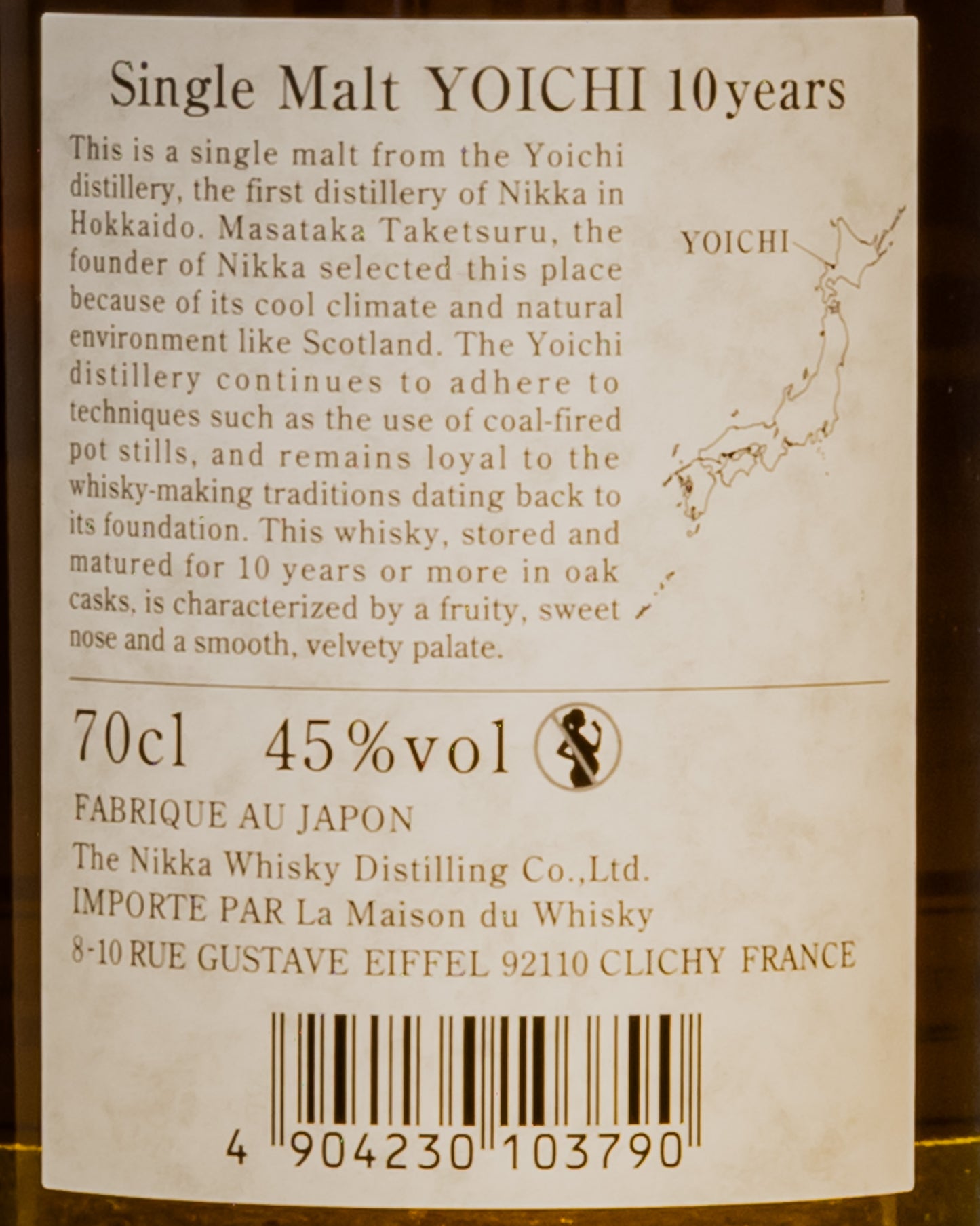Nikka Whisky Single Malt Yoichi 10 Years Old Hokkaido Giappone Retro Etichetta