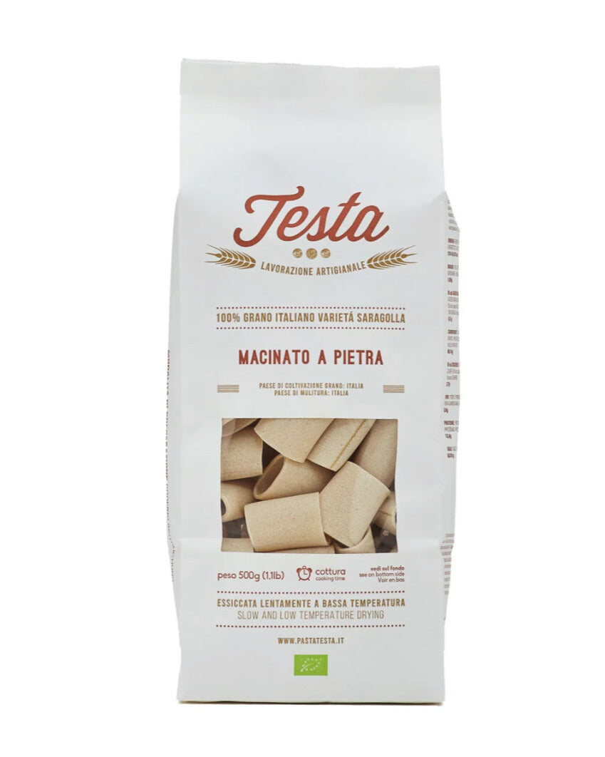 Pacchero Paccheri Pasta Testa Macinato Pietra Biologico Grano Saragolla Molise Italia Selezione Regalo Natale
