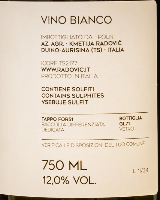 Peter Radovic Malvasia Vitovska Inkanto Perpetuo Vino Bianco Carso Italia Friuli Venezia Giulia Retro Etichetta 1