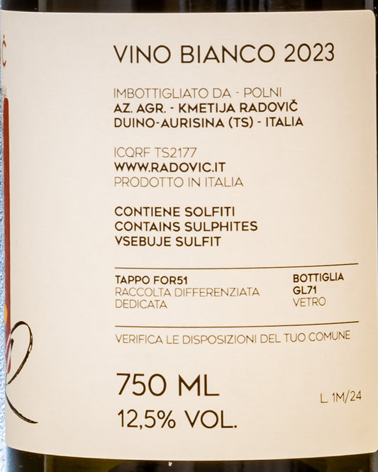 Peter Radovic Malvasia Vizija 2023 Vino Bianco Carso Italia Friuli Venezia Giulia Retro Etichetta 1