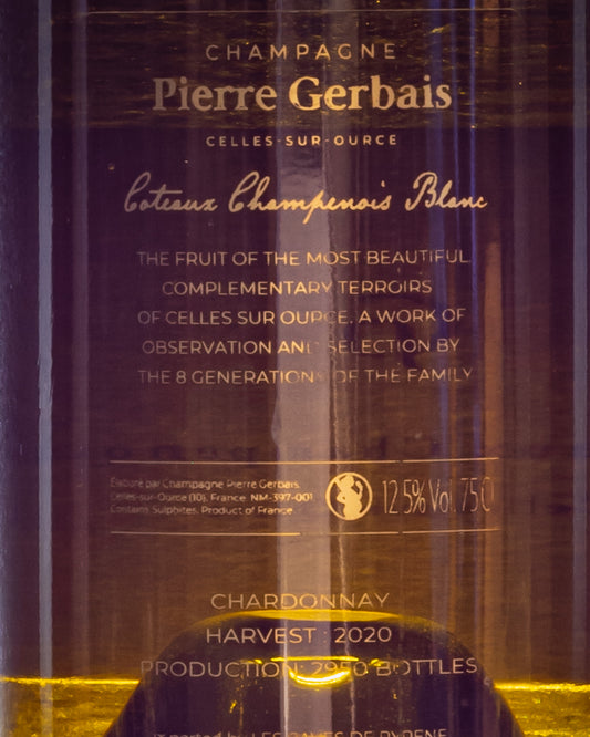 Pierre Gerbais Coteaux Champenois Blanc Chardonnay Vino Bianco Francia 2020 Retro Etichetta
