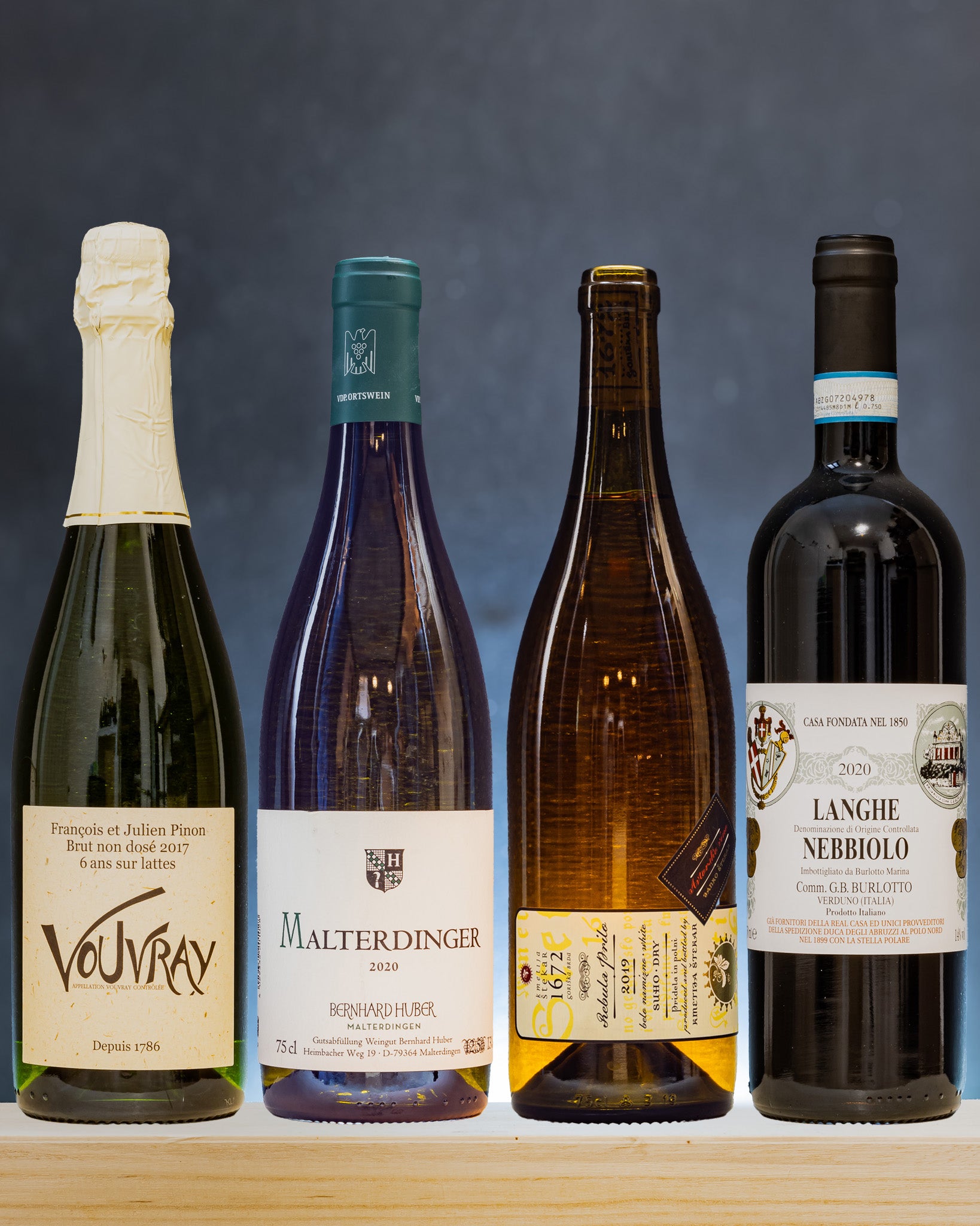 Pinon Huber Stekar Burlotto Vouvray Chardonnay Ribolla Slovenia Langhe Nebbiolo Vino Special Box