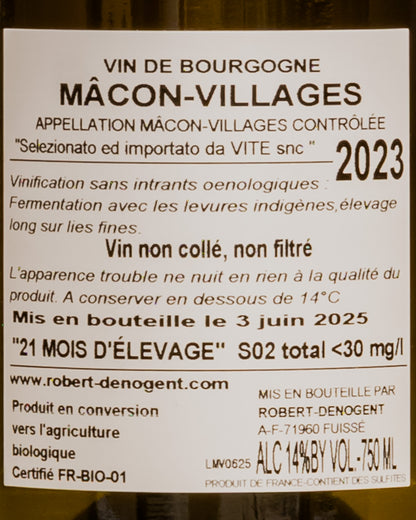 Robert Denogent Macon Villages Les Sardines 2023 Chardonnay Maconnais Borgogna Vino Bianco Francia Retro Etichetta