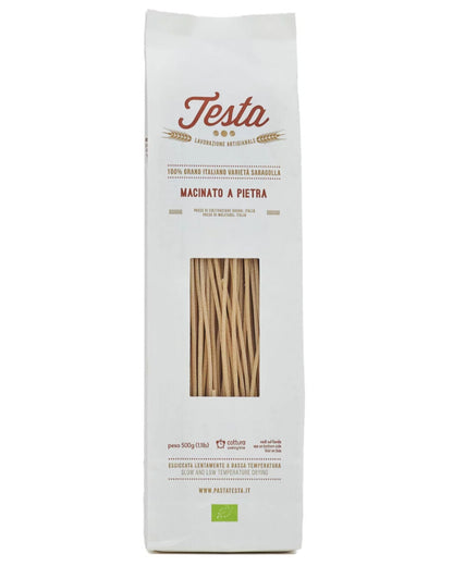 Spaghettone Spaghettoni Pasta Testa Macinato Pietra Biologico Grano Saragolla Molise Italia Selezione Regalo Natale
