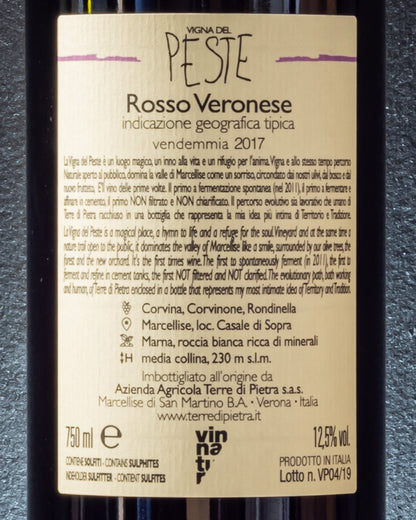 Terre Pietra Vigna Peste Rosso Veronese Valpolicella Corvina Corvinone Rondinella Vino Veneto italia 2017 Retro Etichetta