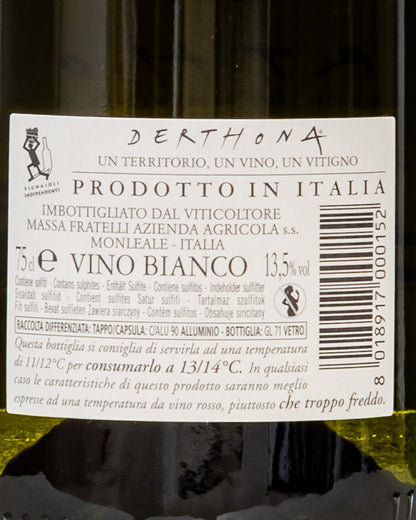 Vigneti Walter Massa Derthona 2023 Timorasso Tortona Colli Tortonesi Piemonte Vino Bianco Italia Retro Etichetta