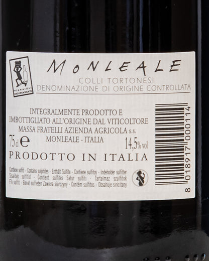 Vigneti Walter Massa Monleale 2017 Barbera Tortona Derthona Colli Tortonesi Vino Rosso Italia Piemonte Retro Etichetta