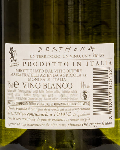 Vigneti Walter Massa Timorasso Derthona 2022 Vino Bianco Colli Tortonesi Piemonte Italia Retro Etichetta