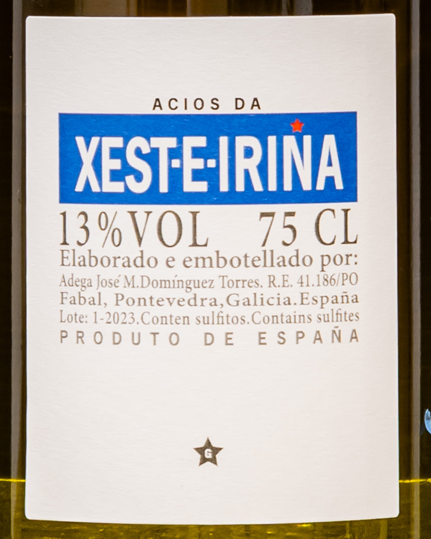 Xesteirina Albarino Rias Baixas 2023 Galizia Vino Bianco Spagna Retro Etichetta