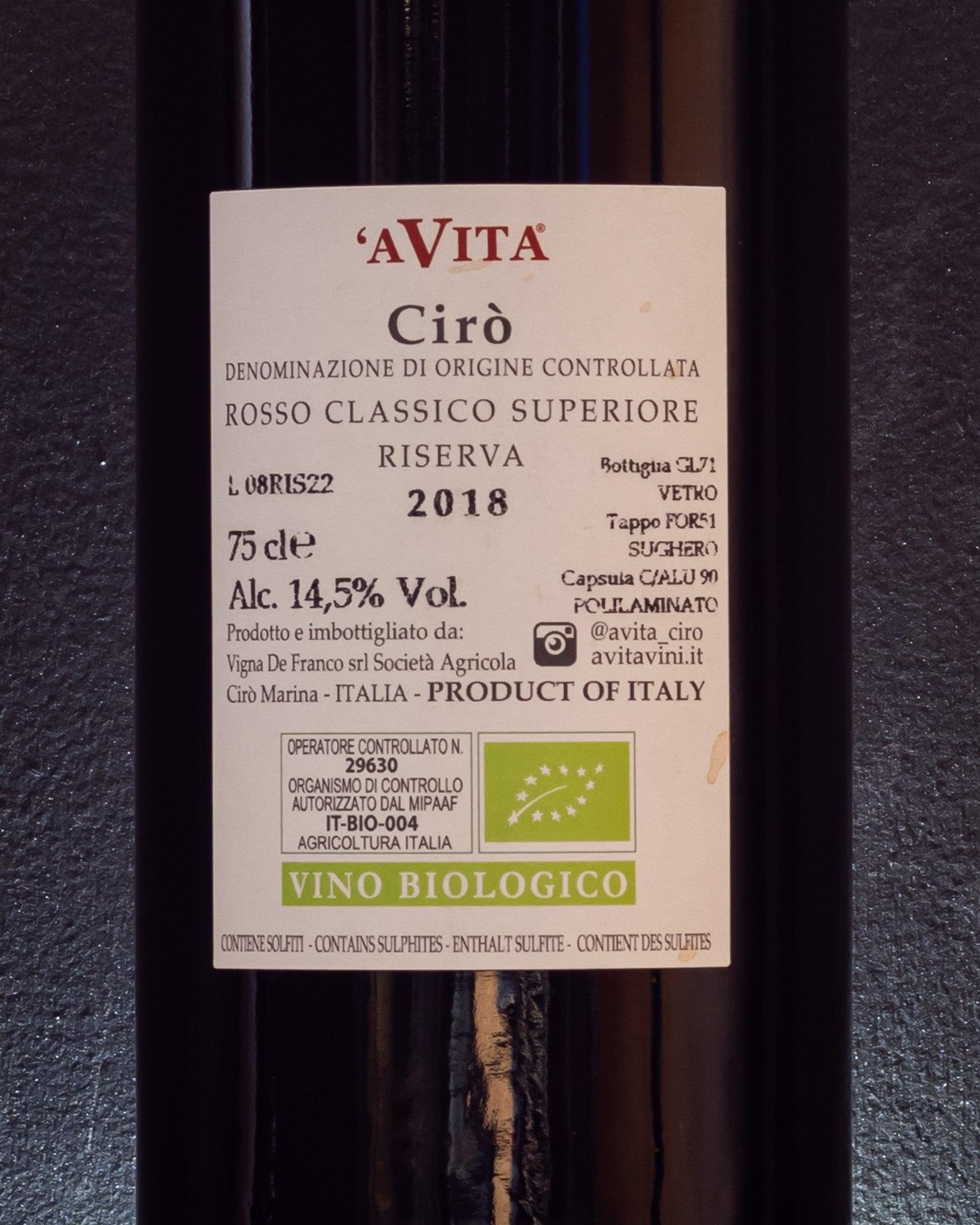 a vita ciro vino rosso calabria gaglioppo italia retro etichetta