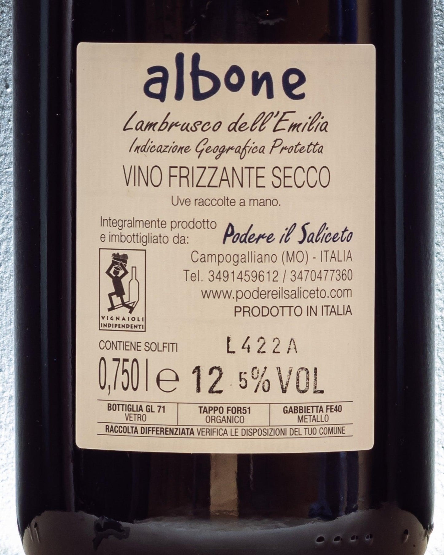 albone lambrusco vino frizzante podere il saliceto 