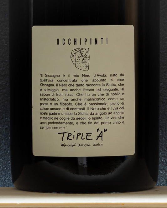 arianna occhipinti siccagno nero d'avola sicilia italia retro etichetta