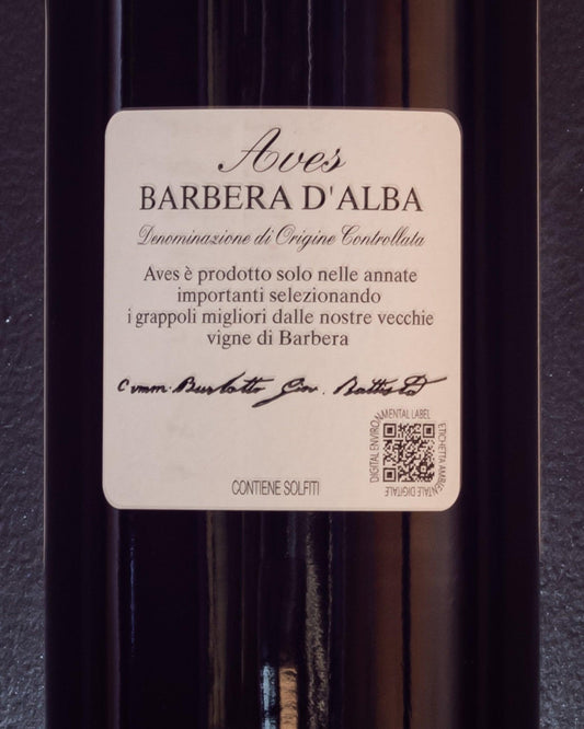 burlotto barbera d'alba aves piemonte italia  retro etichetta