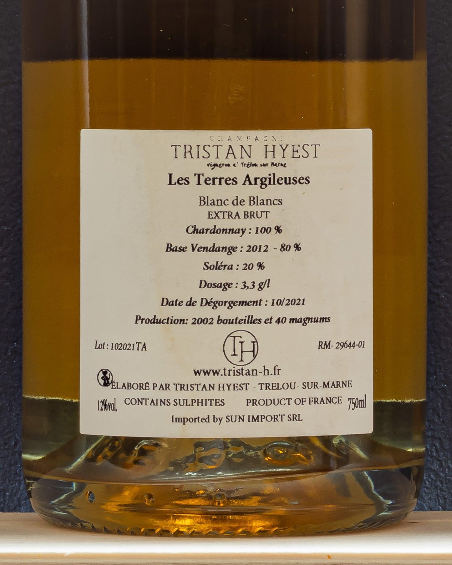 champagne tristan hyest les terres argilleuses extra brut blanc de blancs chardonnay retro etichette