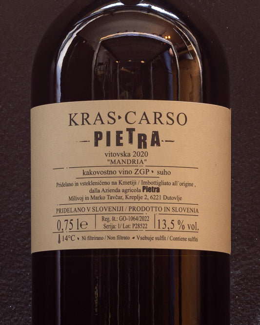 pietra vitovska mandria carso slovenia orange macerato retro etichetta