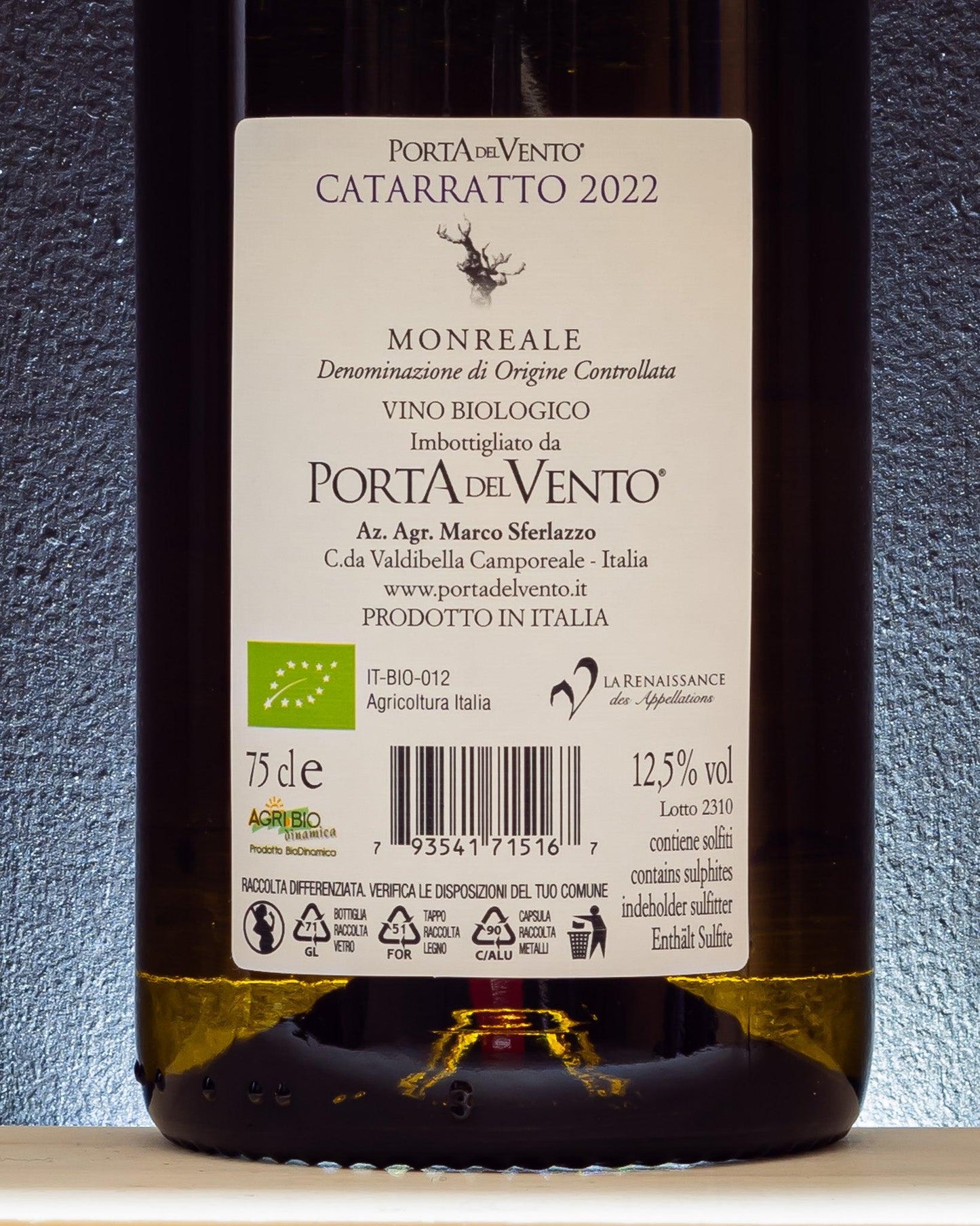 porta del vento catarratto sicilia italia retro etichetta