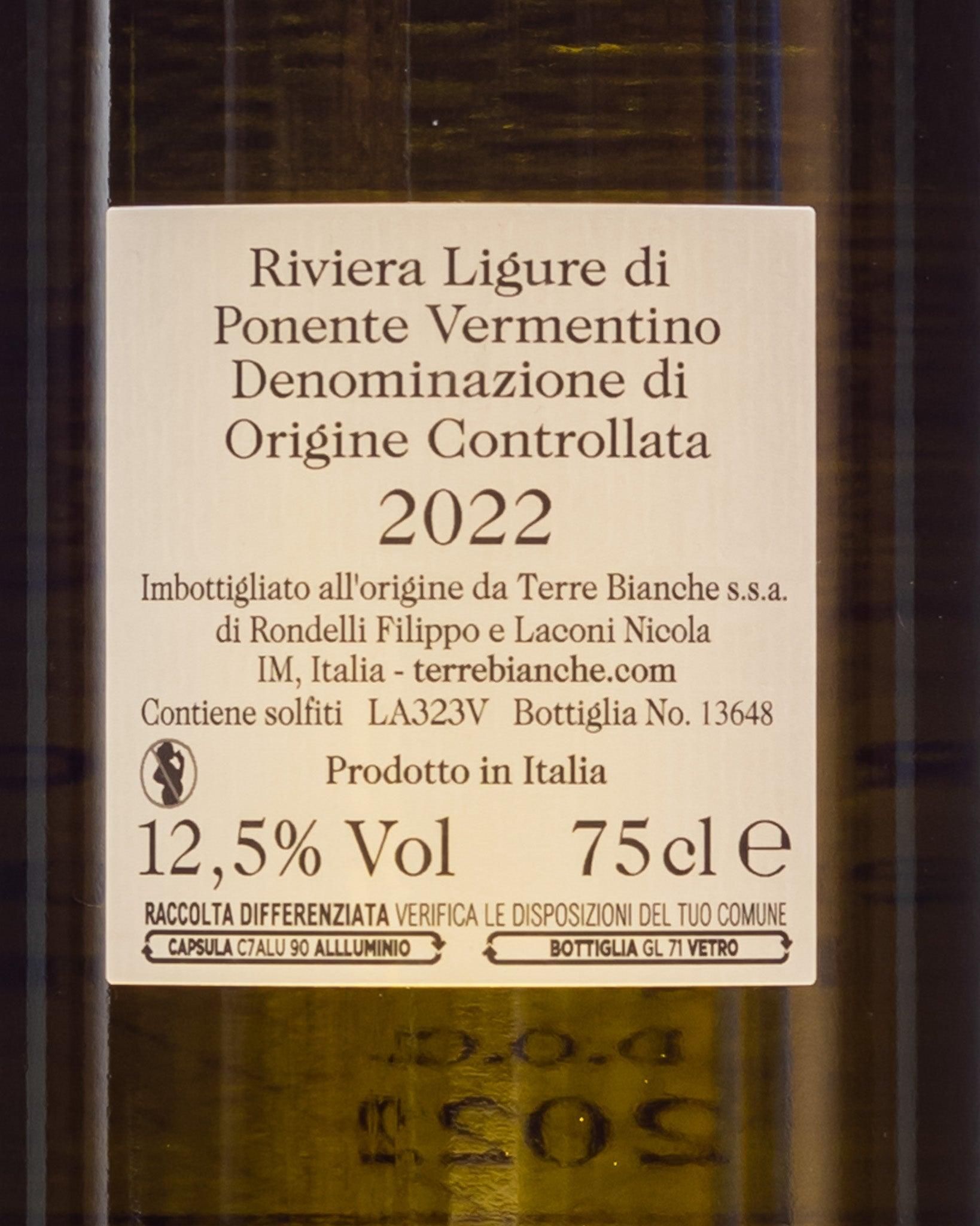 riviera di ponente vermentino terre bianche retro etichetta