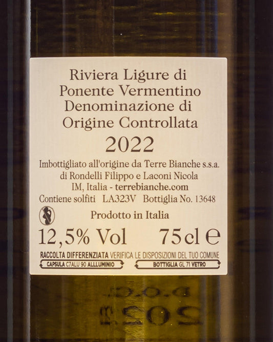 riviera di ponente vermentino terre bianche retro etichetta