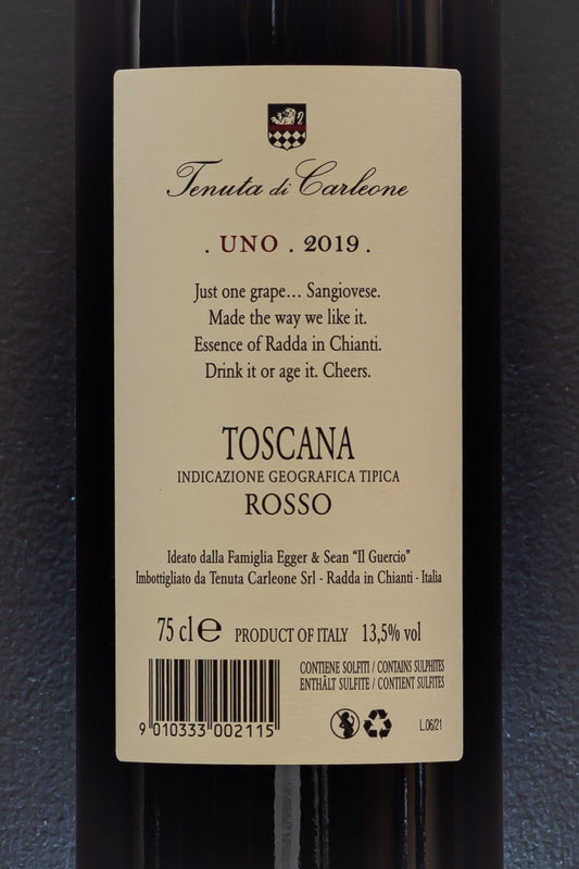 tenuta carleone uno sangiovese chianti toscana italia retro etichetta