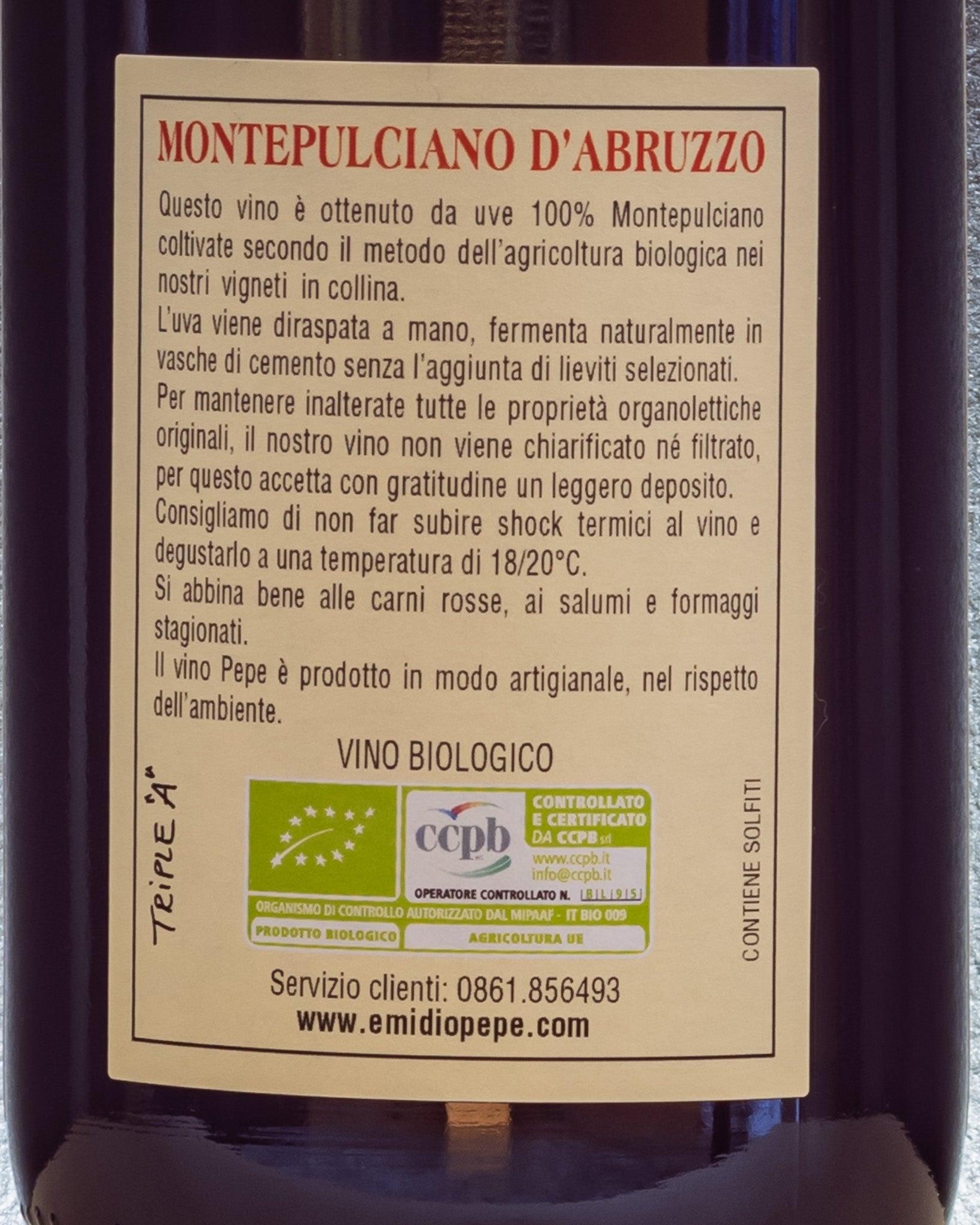 valentini montepulciano d'abruzzo 2015 retro etichetta